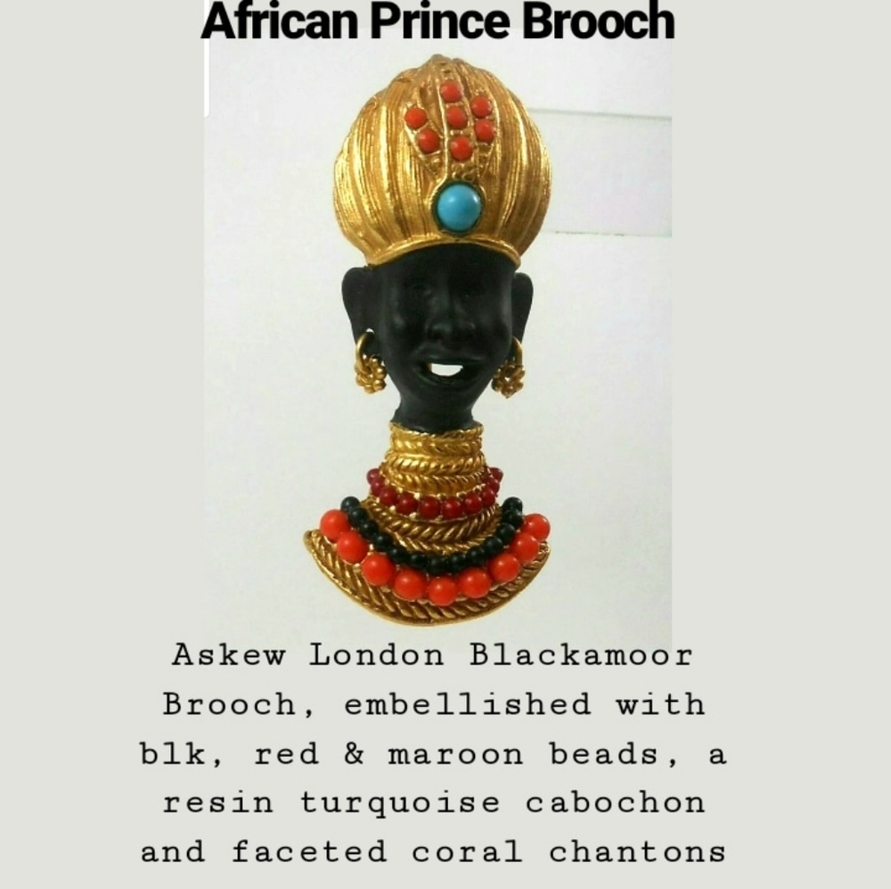 ASKEW LONDON BEADED COLLAR BLACKAMOOR BROOCH